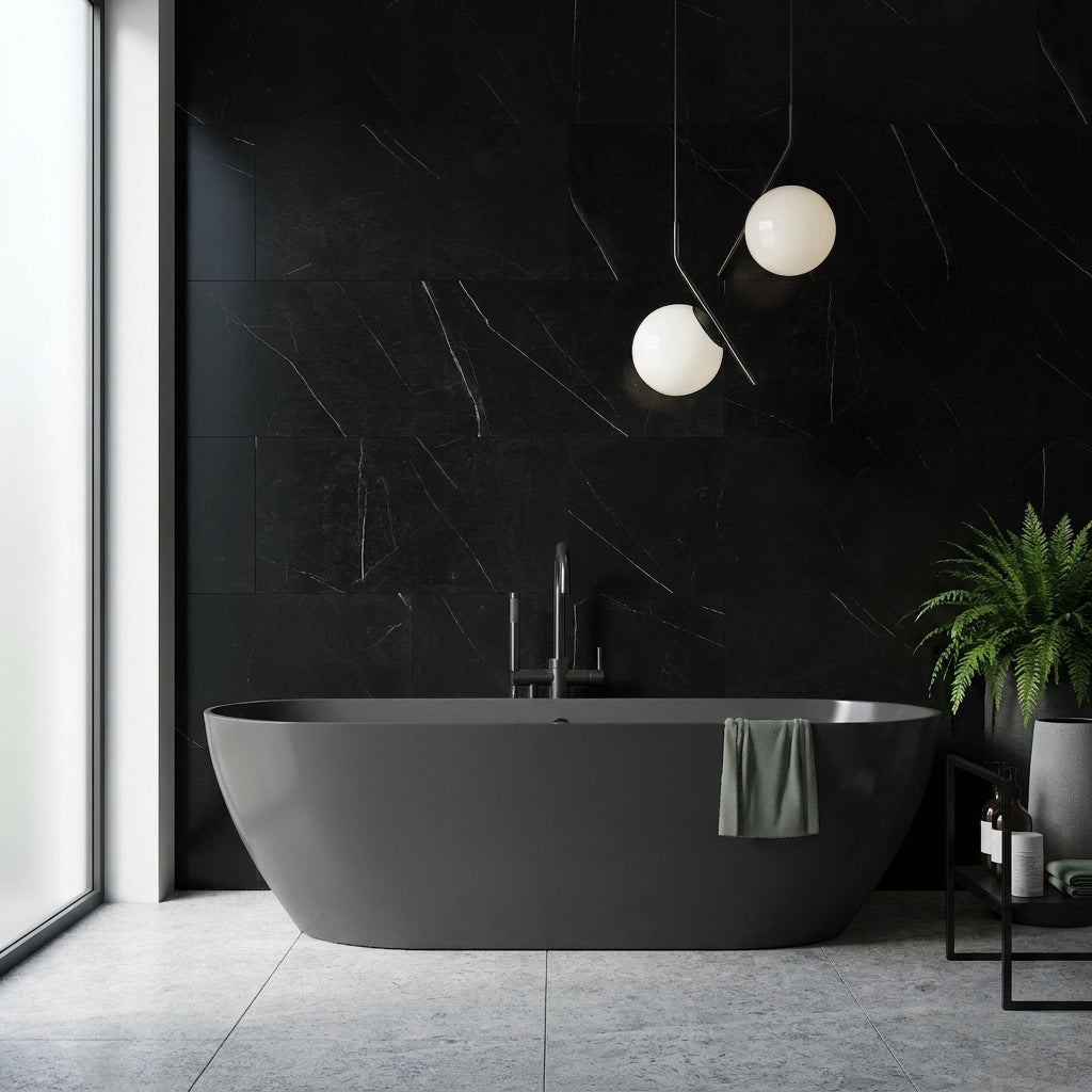 SPC Wall Panelling 4mm Black Marble Waterproof UV Coated 778x389mm