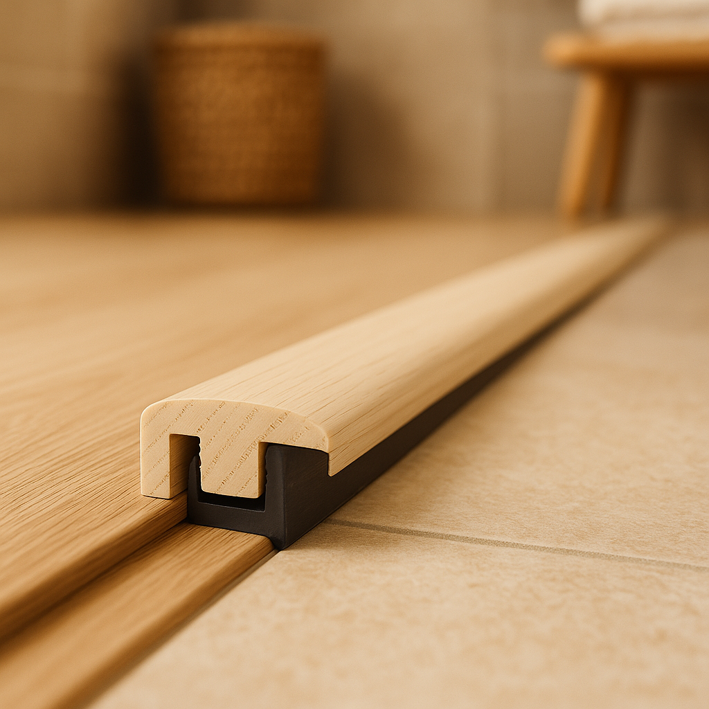 Ivory White End Profile Door Bar, 990mm Length - detail view
