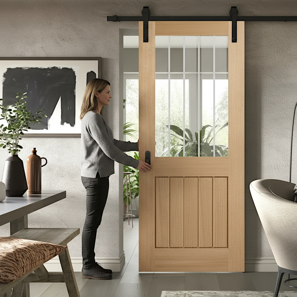 Premium Face Mounted Sliding Door Set for Wooden Doors Up to 100kg - Available in 2m or 3m Lengths with Soft Close Option