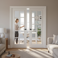 Premium White Moulded 10 Light Glazed Internal Door Pair with Clear Glass for Elegant Interiors