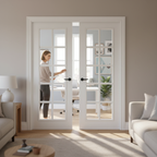 Premium White Moulded 10 Light Glazed Internal Door Pair with Clear Glass for Elegant Interiors