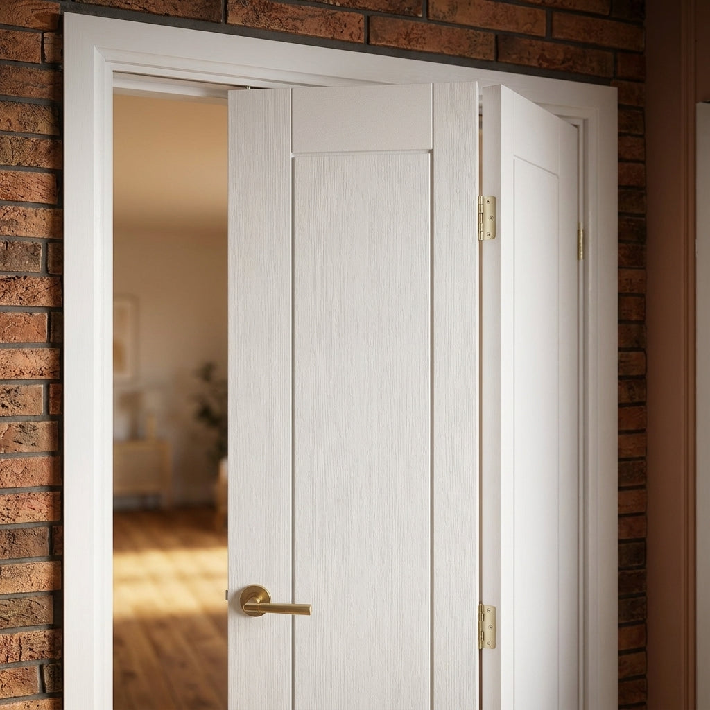 Internal Bifold Door, White, Primed Finish, Pattern 10, 2 Panel Design - detail view
