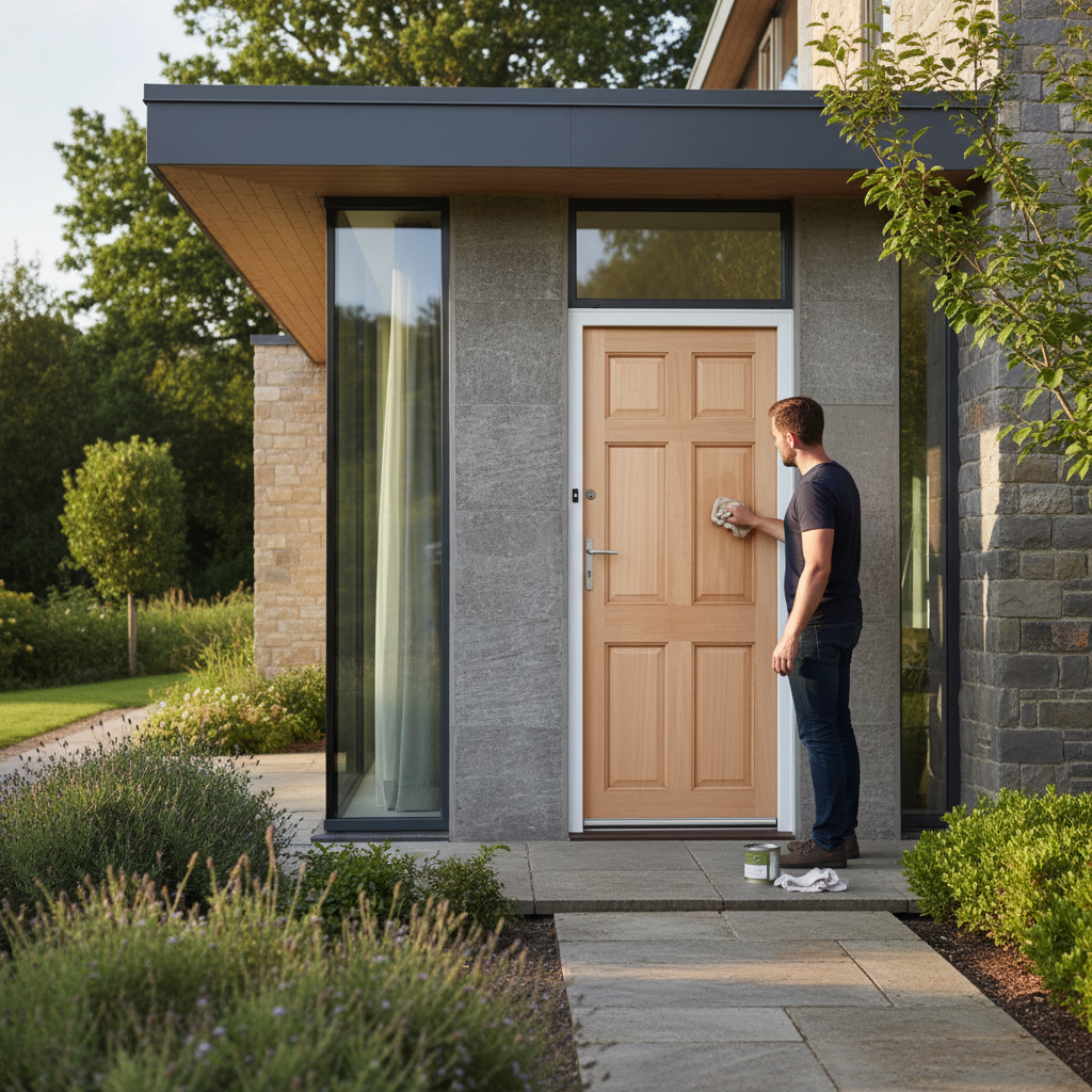 Premium Hardwood Unfinished External 6 Panel Door with Solid Core Construction and Customizable Finish Options