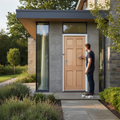 Premium Hardwood Unfinished External 6 Panel Door with Solid Core Construction and Customizable Finish Options