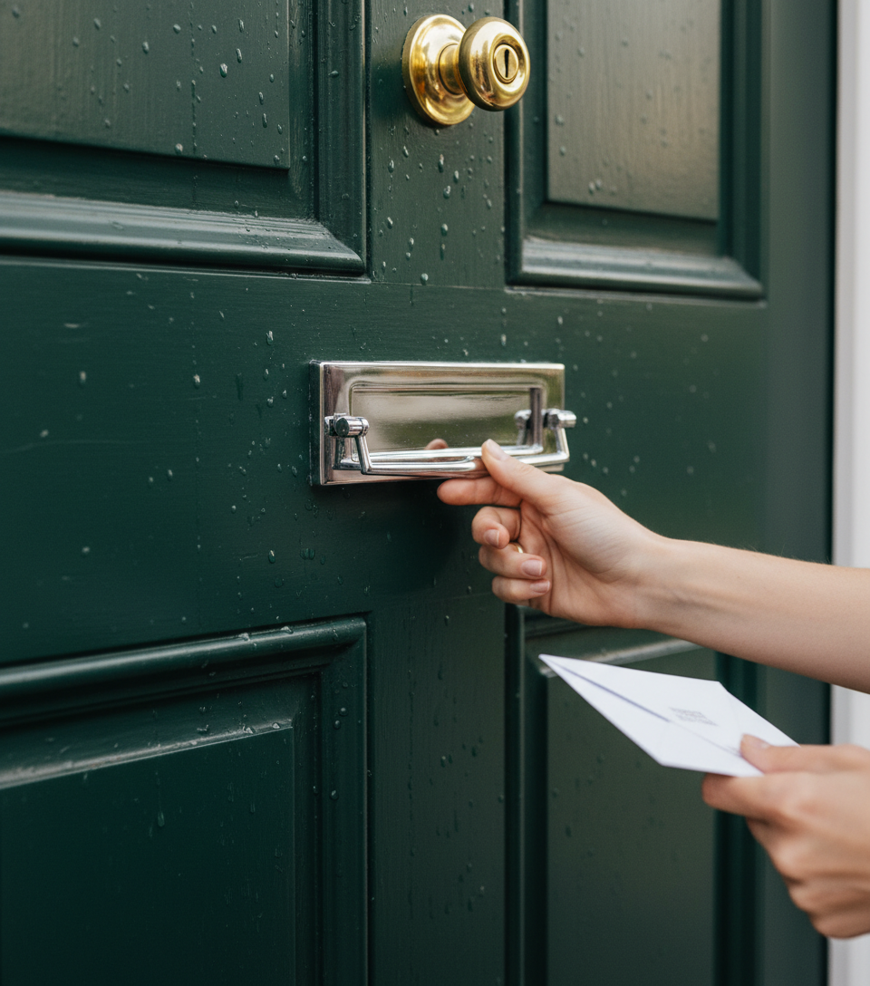 Premium Victorian Postal Door Knocker with Durable Outer Frame - 256mm x 79mm Dimensions and Two Finishes Available
