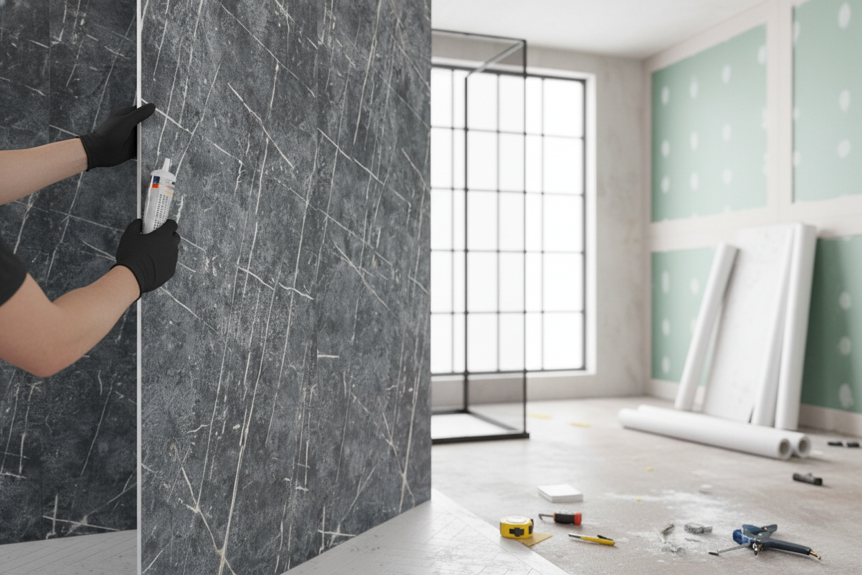 Premium Waterproof Wall Panelling 2420 x 1200mm in Elegant Blue for Moisture-Prone Areas