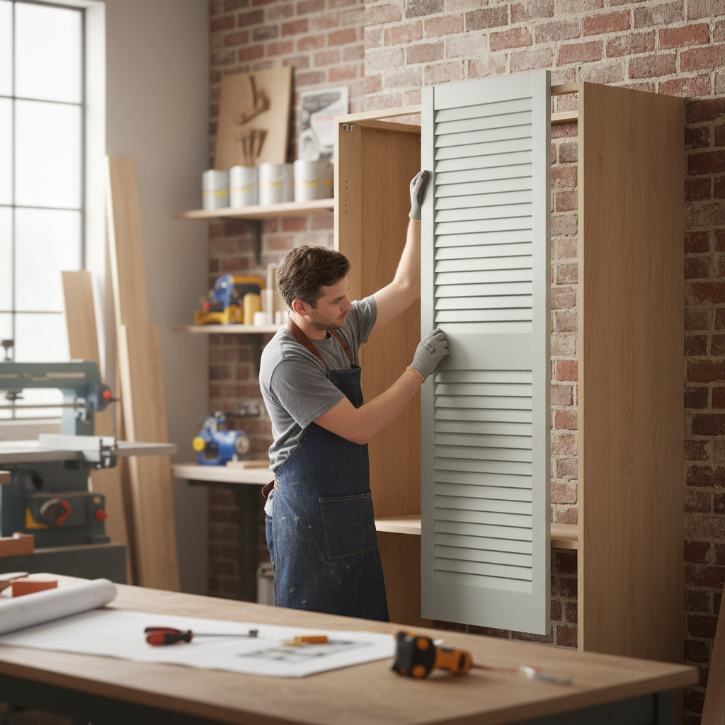 Premium 28mm Thick Open Louvre Door in Silk Grey for Ventilation with Durable Finish