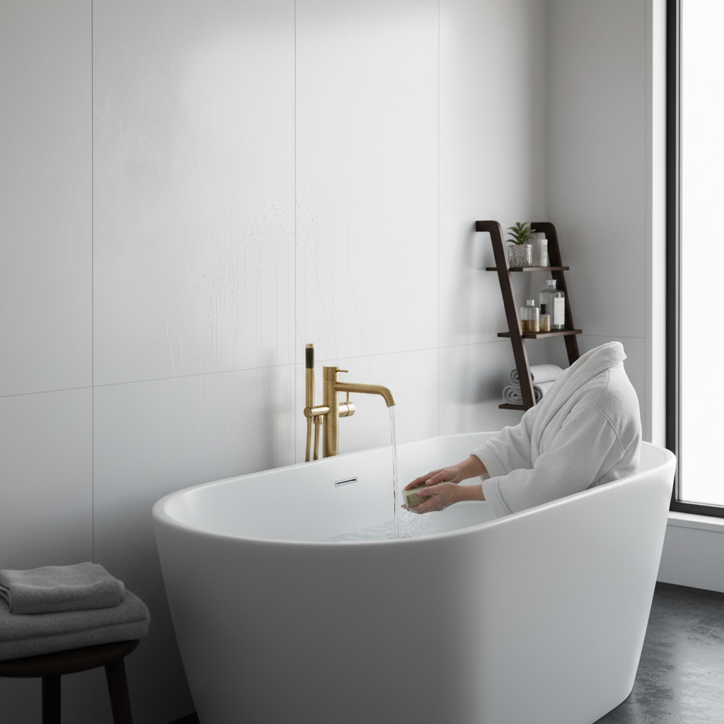 Premium Waterproof Wall Panelling - White Lustre Stone Design, 800 x 400mm, Easy Installation for Modern Interiors - Image 2