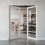 Premium White 5L Clear Glazed Industrial Style Door Pair with Softwood Core and Pocket Door Compatibility