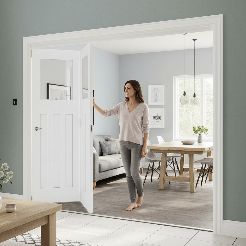 Premium Clear Glazed Bi-Folding Room Divider with Top Hung System and Custom Configurations