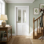 Internal White Primed Victorian Door with 2 Light Clear Glass Panels, Made to Measure