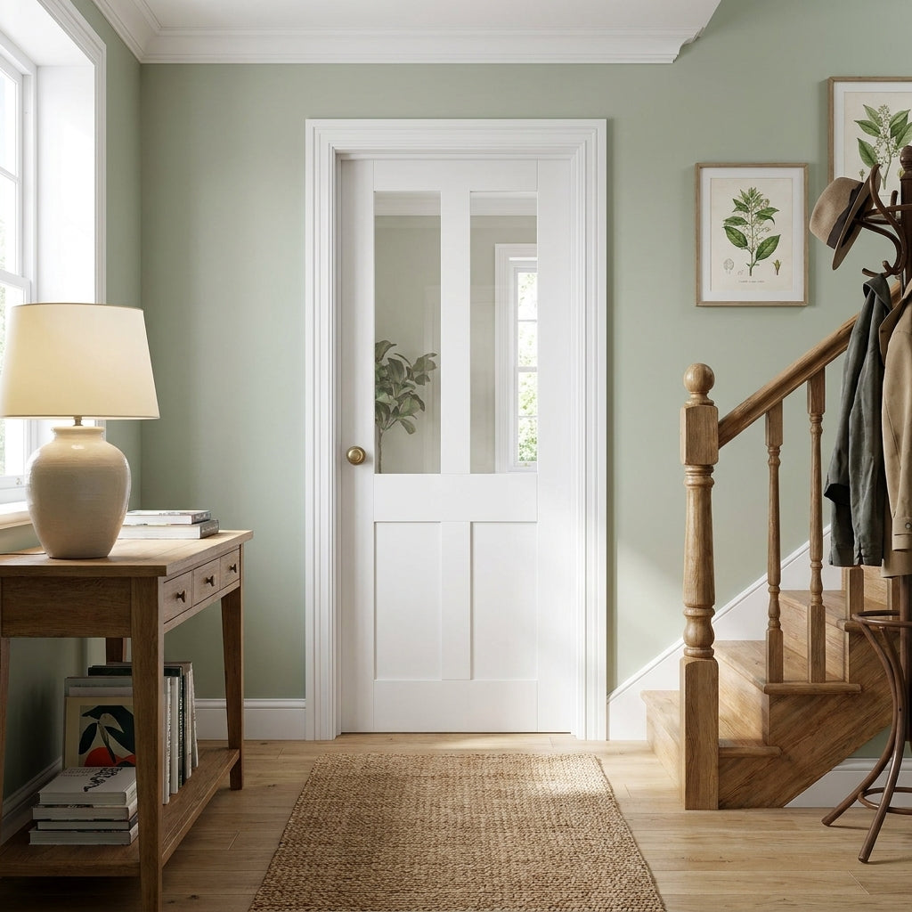 Internal White Primed Victorian Door with 2 Light Clear Glass Panels, Made to Measure