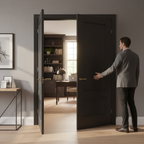 Premium Black Charcoal Murcia 2 Panel Internal Door Pair with Engineered Construction and Traditional Design