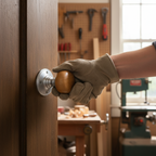 Premium Wooden Door Knob on Rose with Satin Chrome Stem - Traditional & Modern Design