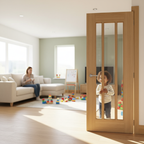 Premium Clear Glazed Internal Oak Door with Decorative Beading for Natural Light