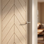 Ivory Fully Finished Internal Chevron Door with Hollow Core - detail view