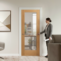 Premium Unfinished Internal Shaker Door with Obscure Toughened Safety Glass for Enhanced Privacy and Custom Finishing Options