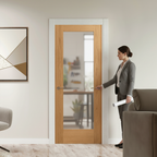 Premium Unfinished Internal Shaker Door with Obscure Toughened Safety Glass for Enhanced Privacy and Custom Finishing Options