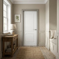 FD30 Fire Door, White Internal, Smooth Moulded Caprice 2 Panel, Primed Finish