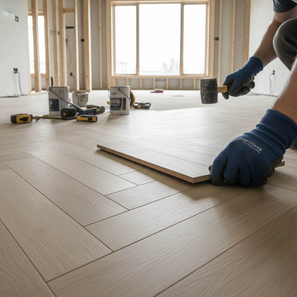 Premium Herringbone Rigid Core Vinyl Flooring 5mm with UV Coating and Anti-Microbial Features for Residential and Commercial Use