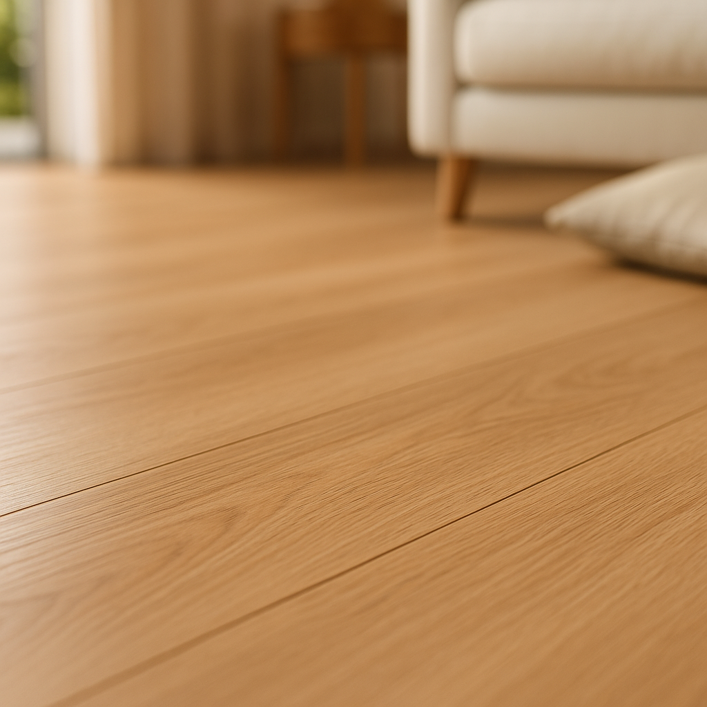8mm Nature Oak Laminate Flooring - Waveless Design for a Natural Look - detail view