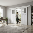 Premium Double Sliding Door System with Obscure Glazing and Track Mechanisms for Internal Use