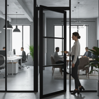 Premium Industrial Style Door with Tinted Glass - Solid Core, Prefinished in Black, 10-Year Warranty