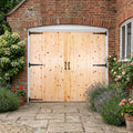 External Solid Framed Unfinished Redwood Ledged and Braced Garage Door and Frame Set