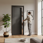 Premium Charcoal Black 5-Panel Internal Door with Solid Core Construction and Engineered Components