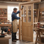 Premium Custom Made Clear Glazed Unfinished Shaker Door with Toughened Safety Glass and A-Grade Oak Veneer