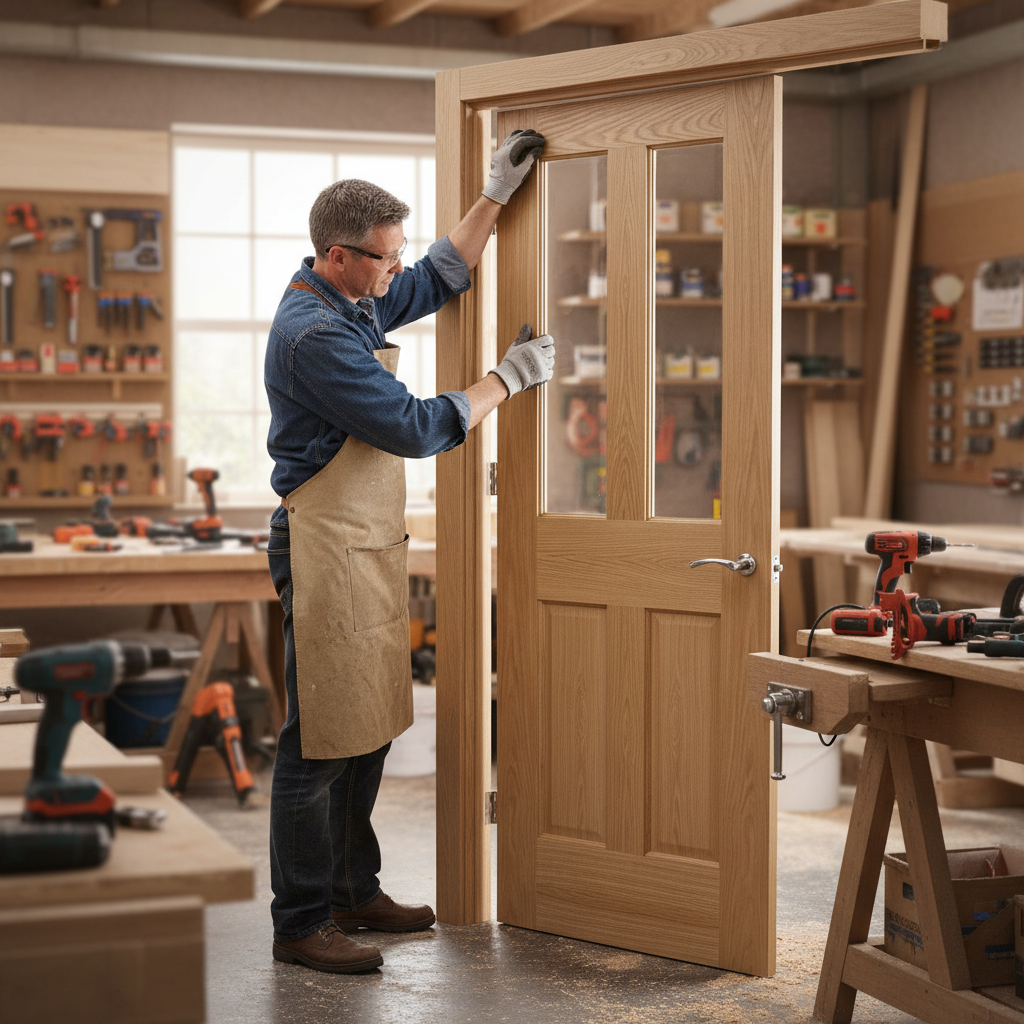 Premium Custom Made Clear Glazed Unfinished Shaker Door with Toughened Safety Glass and A-Grade Oak Veneer