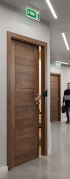 Premium Walnut Laminate Internal Door with V Grooves, Glazed Options, and 10-Year Warranty