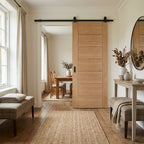 Internal Oak Sliding Door, Fully Finished, Black Top Mounted, Engineered Core