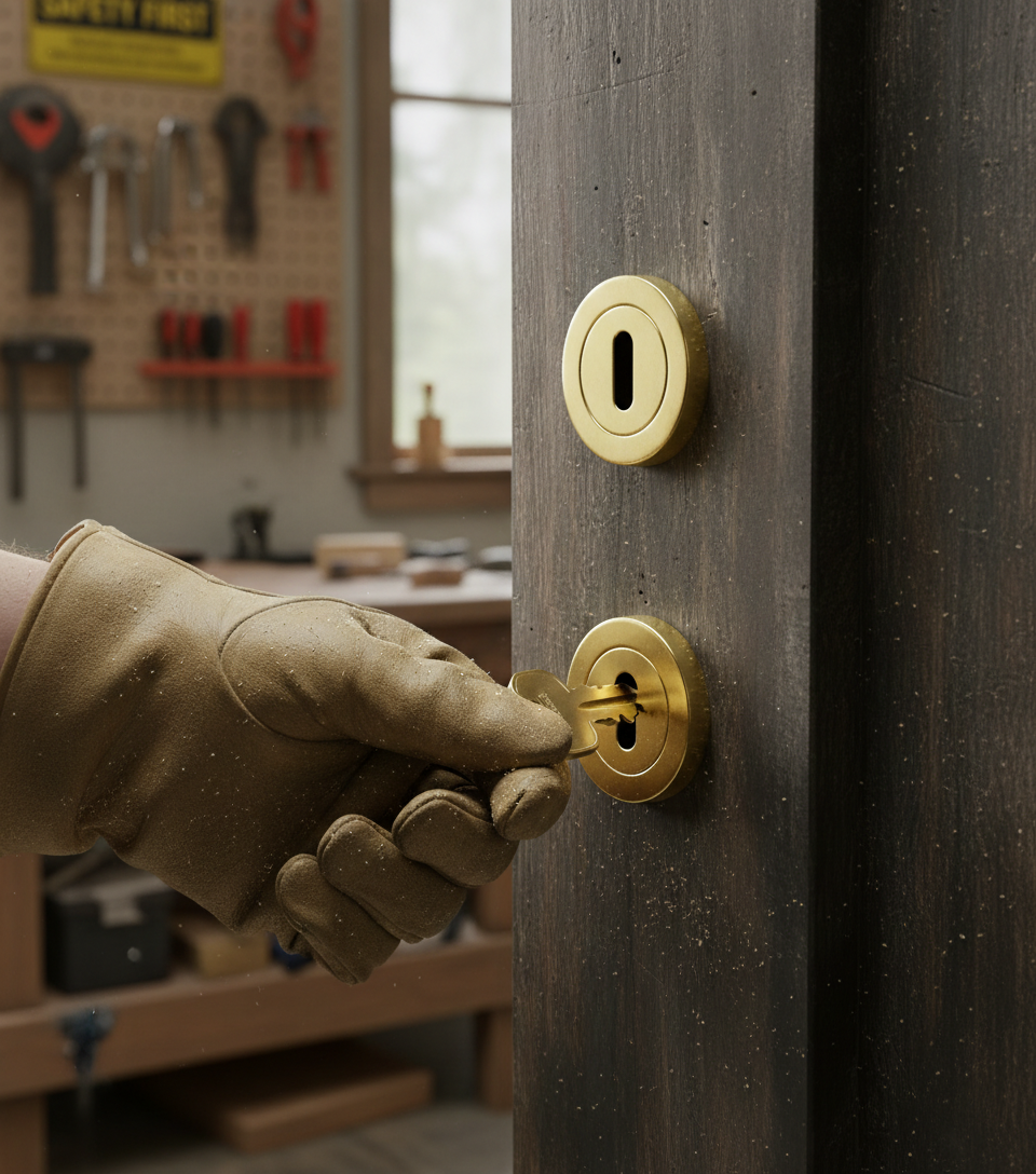 Premium Key Hole Cover Escutcheon in Polished Brass - Conceal Fixed with 52mm x 10mm Dimensions