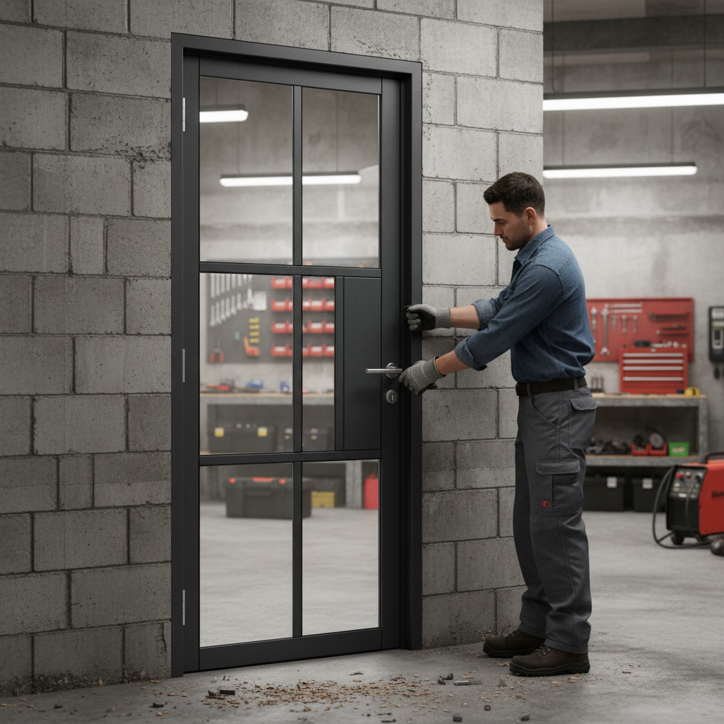 Premium Industrial Style Clear Glazed Door with Solid Framing and Black Finish for Contemporary Interiors