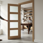 Premium Obscure Glazed Internal Oak Door with Solid Core and Toughened Glass for Enhanced Privacy