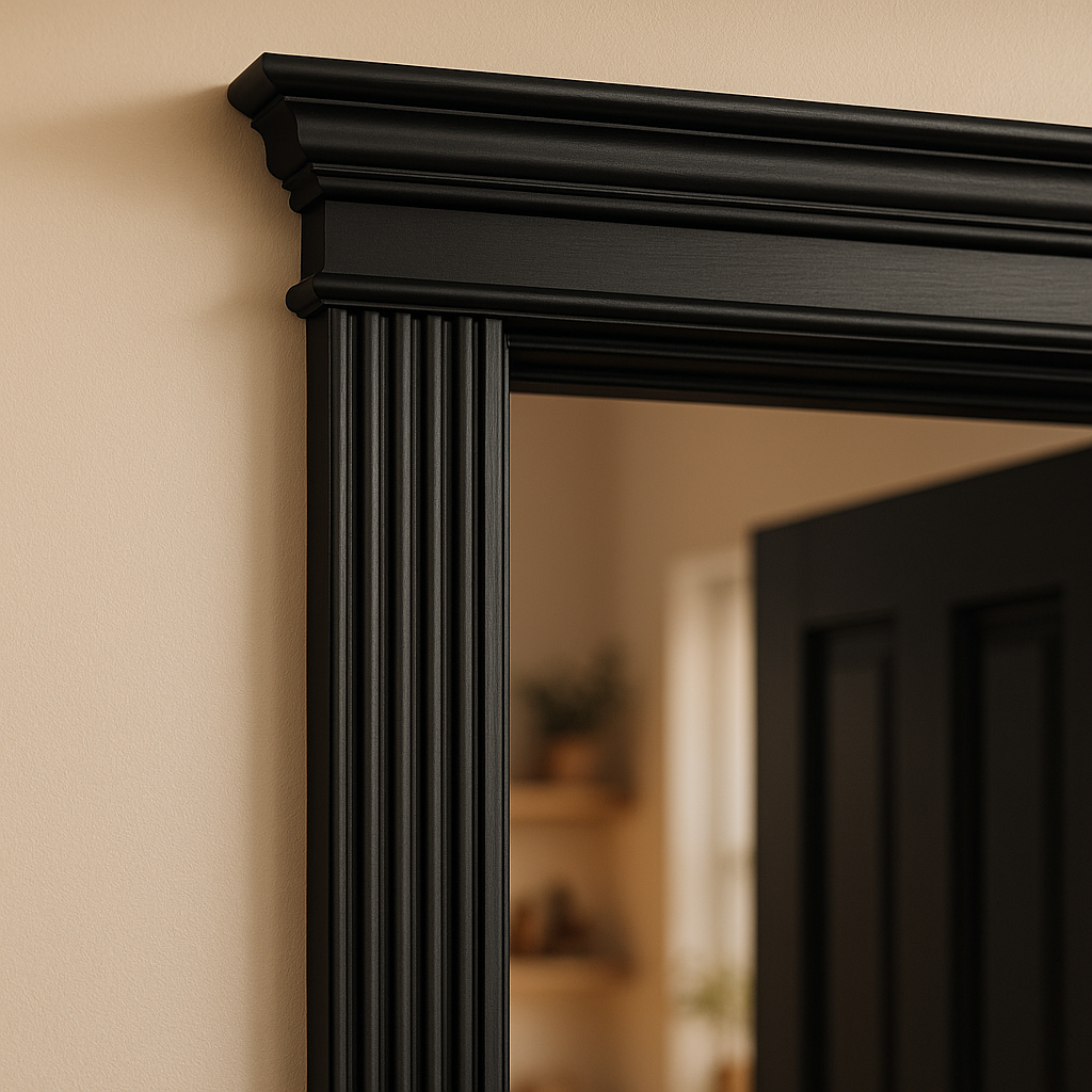 Jet Black Fully Finished Internal Architrave Set with Sovereign Design - detail view