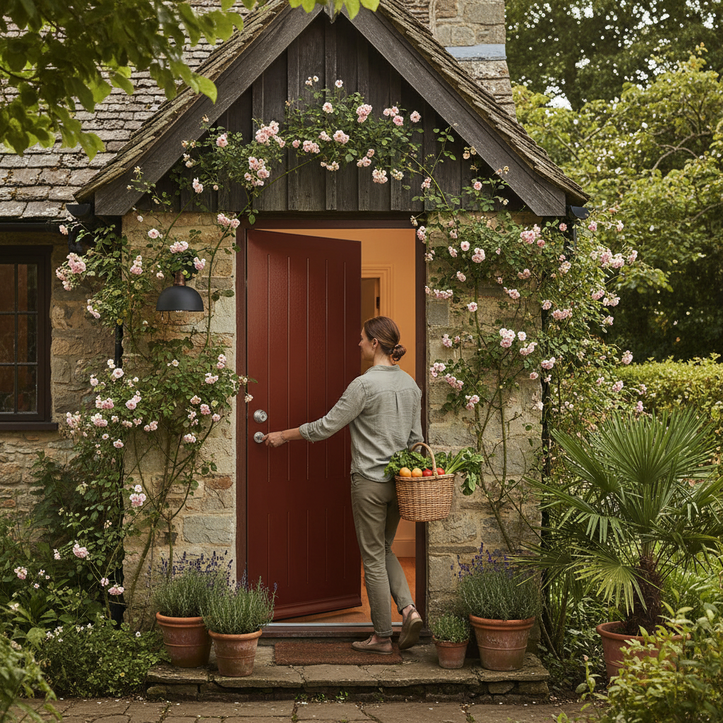 Premium Custom Made Cottage Style External Door with Solid Merbau Hardwood, 44mm Thickness, and Choice of RAL Colors