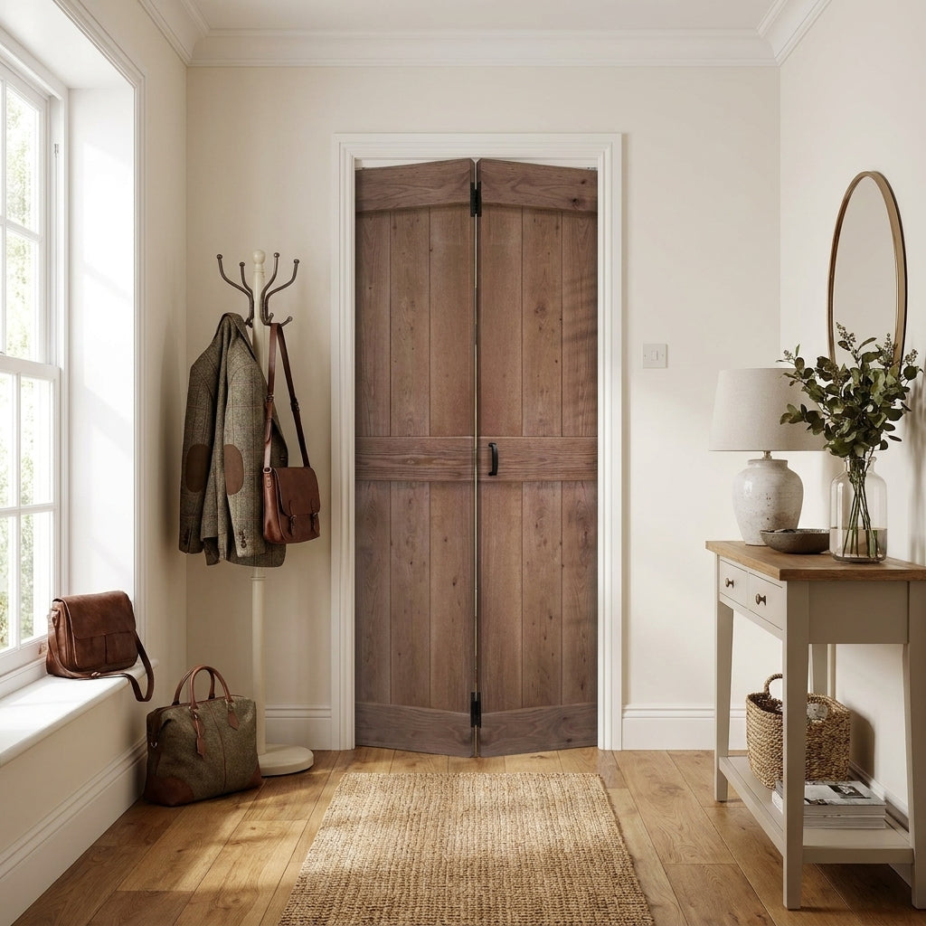 Internal Oak Bi-Fold Door, Solid Unfinished, Made-to-Measure, Rustic Grange
