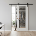 Premium Internal Sliding Door Set with Clear Glass Pane and Black Steel Track - Space Saving Design for Modern Homes