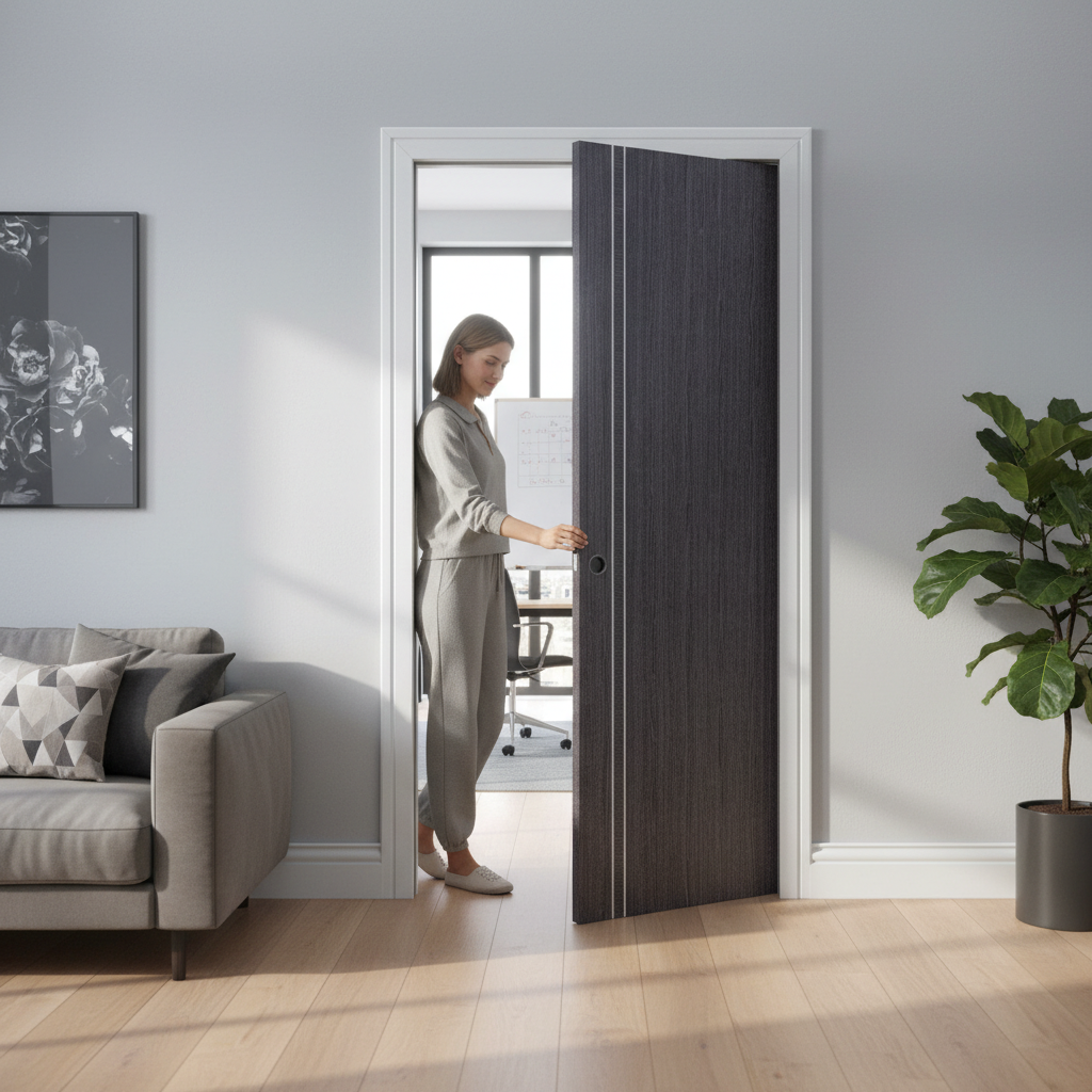 Premium Contemporary Grey Pocket Door Set with Galvanized Steel Frame and Adjustable Jamb Options for Modern Interiors