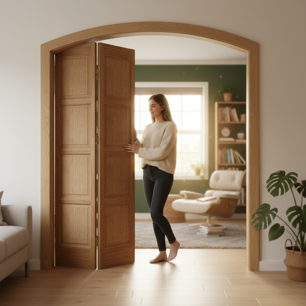 Premium Custom Made Oak Bifold Door with Raised Panels and Glazing Options - High-Quality Professional Grade for Industrial and Commercial Applicat...