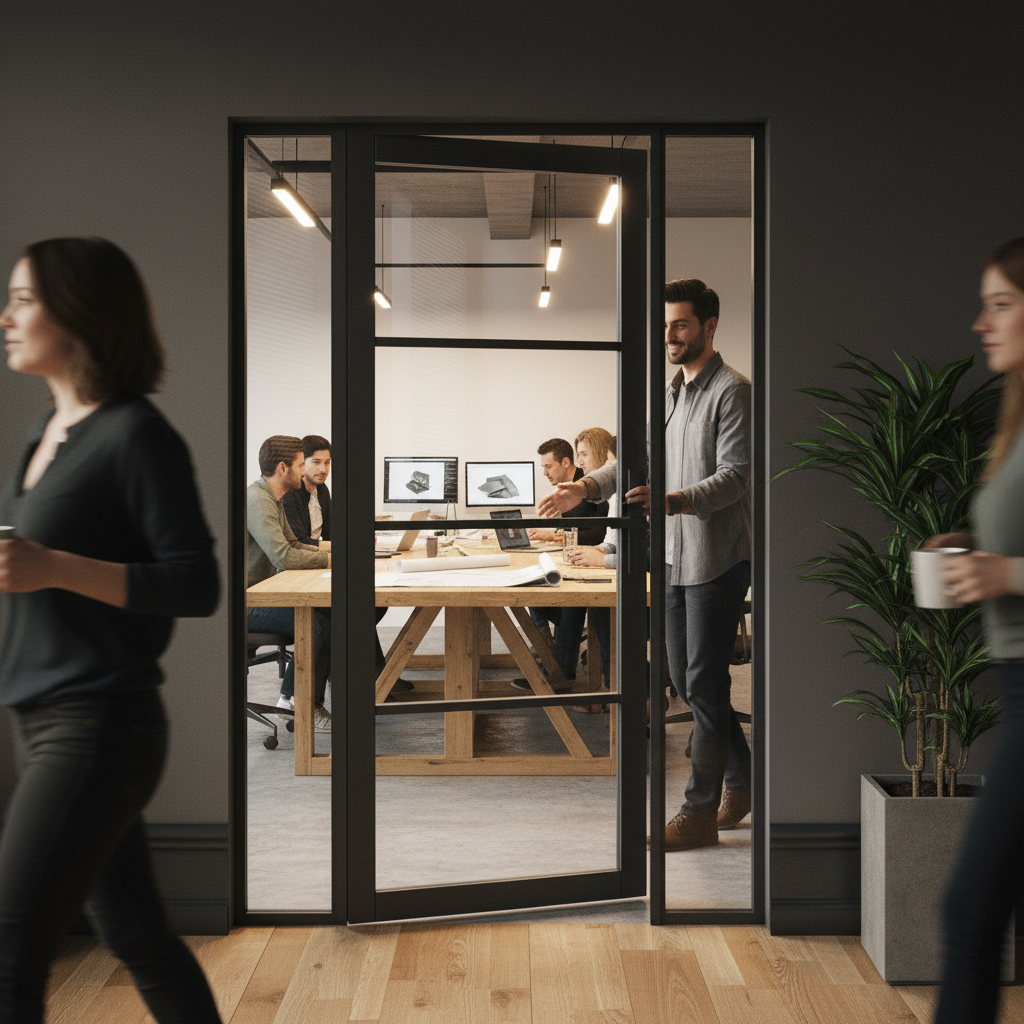 Premium Internal Fully Finished Industrial Studio 4 Light Clear Glass Door for Contemporary Interiors - Image 2