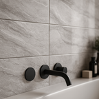 Ceramic Wall Tile in Grey Gloss Finish - Arden Smooth Design - detail view