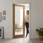 Premium Unfinished Clear Glazed Internal Door with Crown Cut American White Oak and Tempered Glass for Modern Interiors