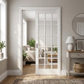 Internal Pocket Door Set with 15 Light Clear Glass, White Primed, Solid Core