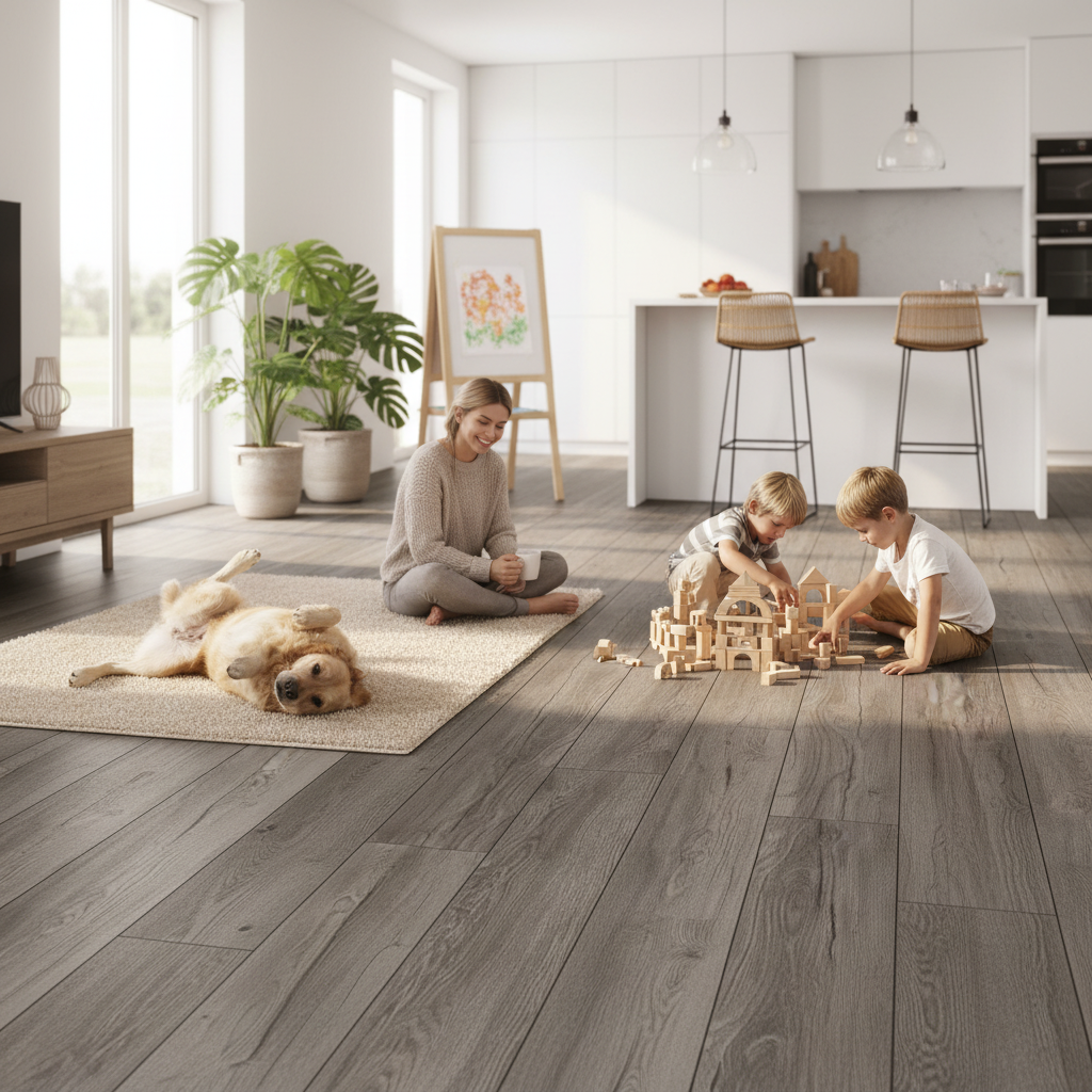 Premium 10mm Laminate Flooring in Harbour Grey Oak - Water-Resistant, Eco-Friendly, Ideal for Humid Rooms