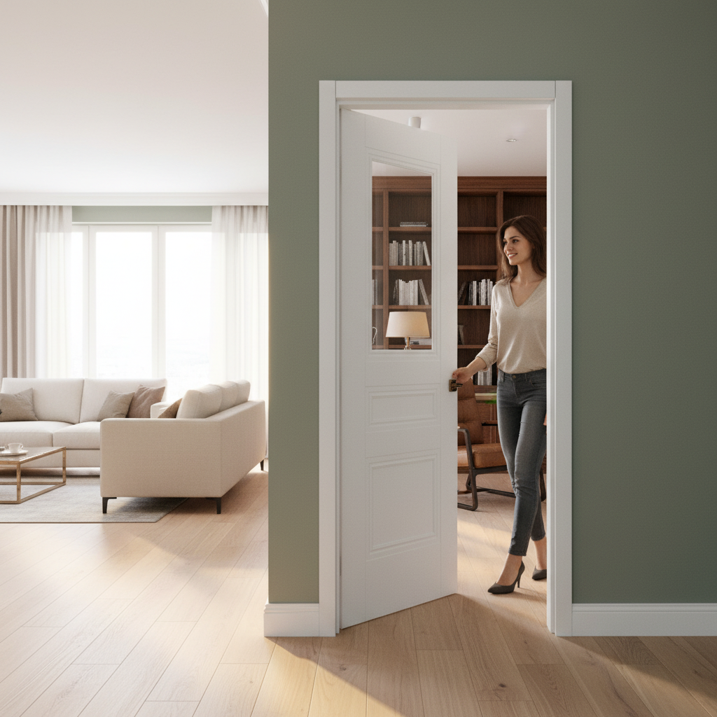 Internal Primed Elegance Henley Glazed Door with Clear Glass Pane and Engineered Core Construction - Image 2