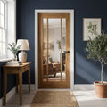 Internal Oak Door Unfinished with 3 Light Clear Glass Panels
