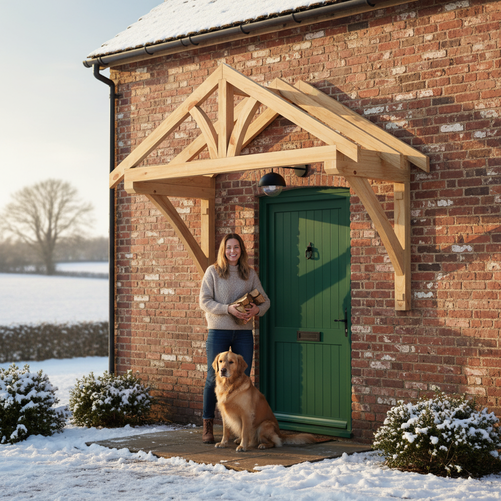 Premium 1200mm Porch Canopy - Durable Pine Construction, Classic Apex Design, and Easy DIY Assembly